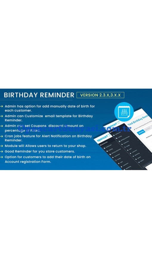 TMD OpenCart Birthday Reminder Module 2.x,3.x
