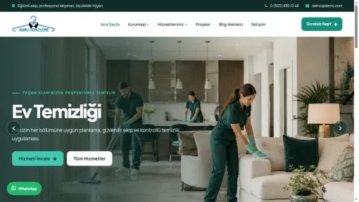 Temizlik Firması PHP Web Sitesi Tasarımı masaüstü ana sayfa ekran görüntüsü