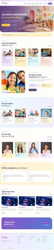 Anaokulu ve Kreş PHP Web Sitesi Tasarımı masaüstü ana sayfa ekran görüntüsü